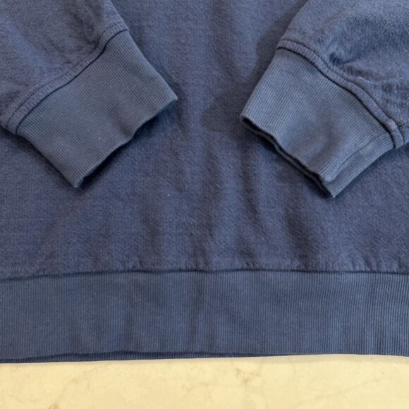 Adidas Mens Sz L Navy Blue Long Sleeve Crew Neck Heavyweight Tee Shirt 3 Stripes - Picture 4 of 8